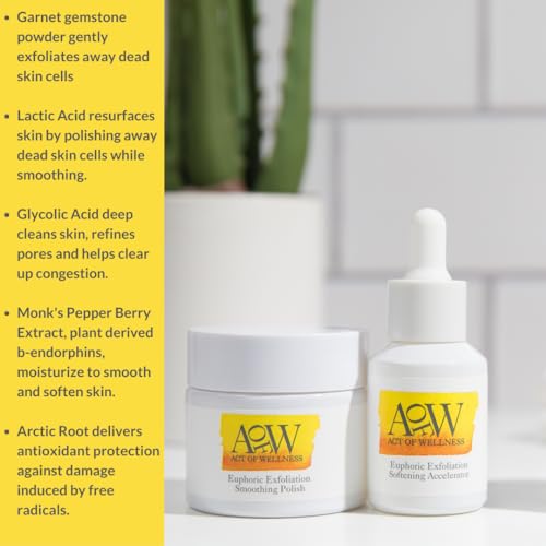 Euphoric Exfoliation Weekly Exfoliating Facial Treatment Peel for Soft and Baby Smooth Skin - with Lactic and Glycolic Acid - Vegan (2oz and 1oz)