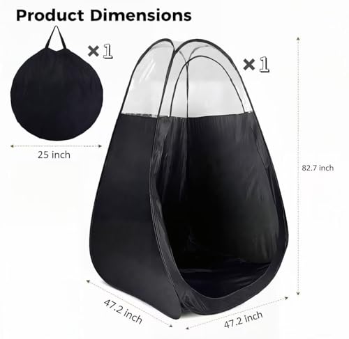 Black Large Spray Tan Tent Kit Portable Self Tanning Booth with Carry Bag Waterproof Floor