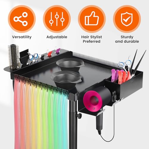Multi-Function Salon Tray, Salon Rolling Tray cart (with Wheels), Beauty & Hairdressing Tray for Hair Stylist,.Suitable for Tattoo parlors, Hair Salons, Personal Designers.