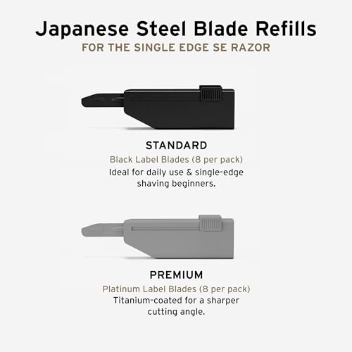 SUPPLY 4-Pack Japanese Platinum Single Edge Razor Blades for Men – Includes 32 Blades, Fits SE Razor, 10-12 Shaves Each