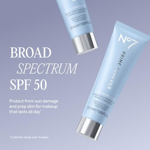No7 Prime Forever SPF 50 Makeup Primer & Sunscreen, 1.69 oz — Hydrating Face Base