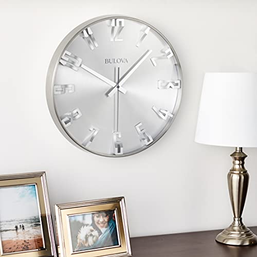 Bulova C4846 Director Wall Clock - Sleek Satin Pewter Finish, Silent Sweep