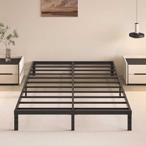 Queen Size Bed Frame - 10 Inch Platform Bed No Box Spring Needed - Noise-Free, Heavy Duty Steel Support