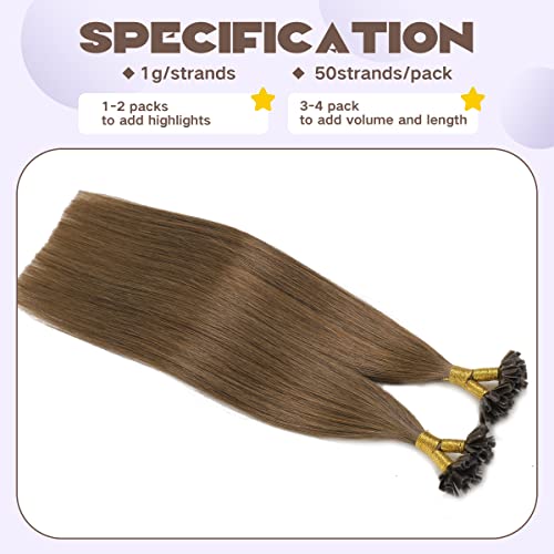 Sindra Human Hair U Tip Hair Extensions - Chocolate Brown #4, 18 Inch Variation