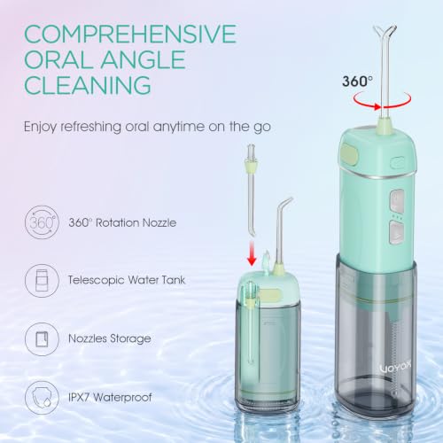 Portable Green Travel Water Flosser Mini WF510 with 3 Modes & Long Battery Life