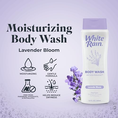 White Rain Lavender Moisturizing Body Wash for Women & Men - Lavender Body Wash for Dry Skin, Gentle Paraben-Free Formula with Botanical Extracts for Everyday Use, 12 fl oz, Pack of 3