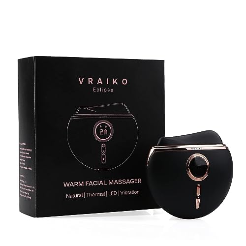 VRAIKO Eclipse Gua Sha Facial Tools, Electric Face Massager with 3-Level Heat & Vibration & 1000mAh Battery, Neck & Face Lift, Wrinkle and Puffiness Reduction