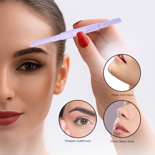 Double-Ended Face Razor for Women ? Eyebrow & Dermaplaning Tool | 6 Pack = 12 Blades Stainless Steel | Peach Fuzz Remover & Exfoliator for Smooth, Glowing Skin
