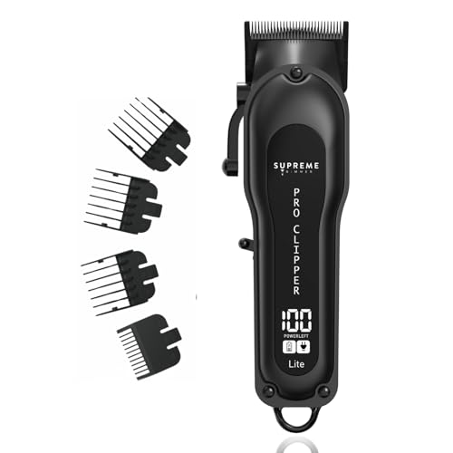 Supreme Trimmer Pro Clipper Lite Black - Professional Cordless Hair & Beard Trimmer Set