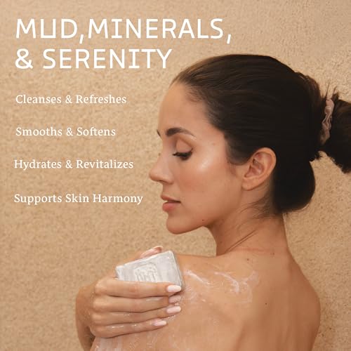 Dead Sea Mud Soap - Purifying Mineral-Rich Face & Body Bar - Natural Bar Soap with Olive Oil, Sweet Almond Oil, Vitamin E, and Dead Sea Mud Harvested from Jordan