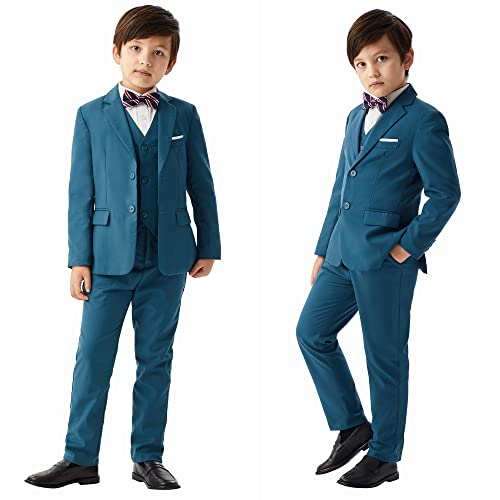 MAGE MALE Boys Multiple Colour Formal Dress Suits 5 Piece Slim Fit Dresswear Suit Set with Kids Suspenders