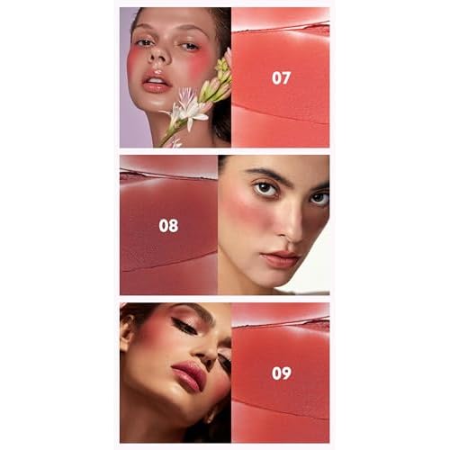 MAEPEOR Cream Blush 9 Color High-Pigmented Smooth Buildable Face Blush Long-Lasting Natural Look Blusher (Color 09)