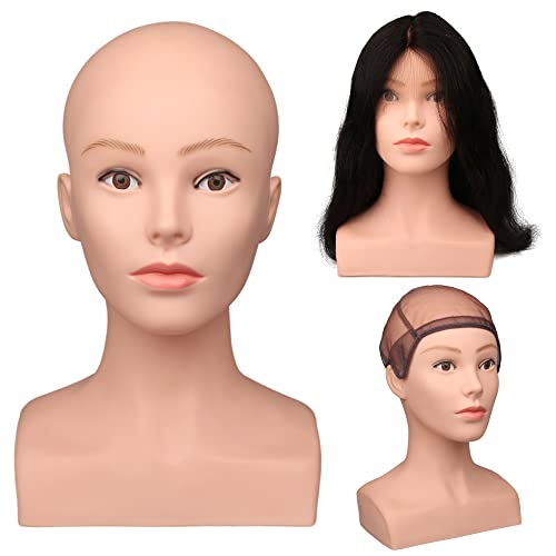 Realistic Female Mannequin Head with Shoulders for Wig Display & Styling