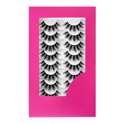 8Pair 3D False Eyelashes Fluffy Natural Look PACK Volume Fluffy Natural Faux Mink Lashes(3D999 DRAK PINK)