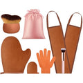 6pcs Self Tanning Mitt Applicator Kit Including Self Tanning Mitt and Brush, Body Brush, Back Applicator, Mini Facial Glove, Facial Tool, Exfoliating Glove(Brown)