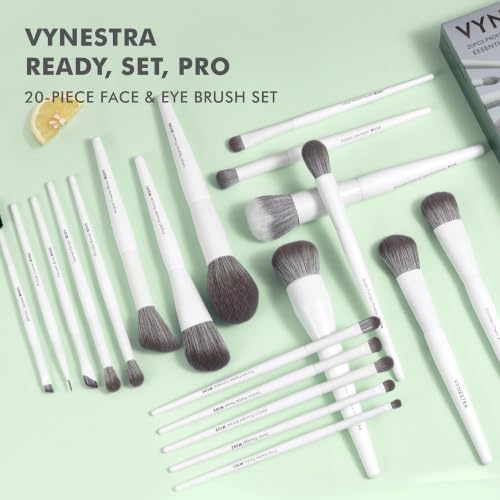 VYNESTRA 20-Piece Makeup Brush Set - Face & Eye Professional Tools