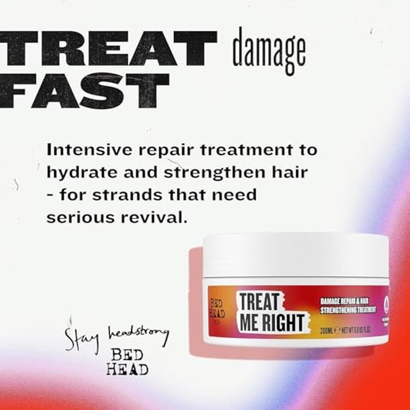 Bed Head by TIGI Treat Me Right Intensive Hair Mask, Deep Conditioning Treatment for Damaged Hair, 6.76 oz