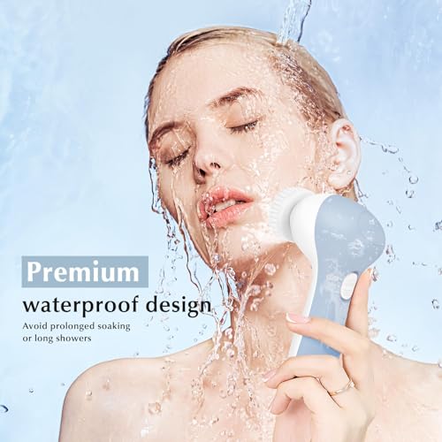 COSLUS Facial Cleansing Brush Silicone Face Scrubber: 7 in 1 FBS-D Electric Exfoliating Rotating Massage Device Waterproof Deep Cleaning Exfoliation Spa Machine - Electronic Skin Care Wash System