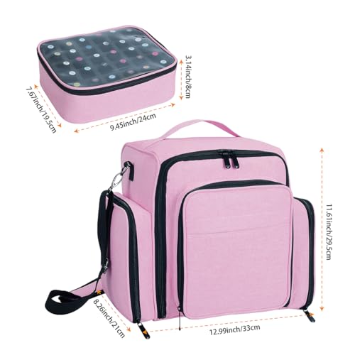 Pink Nail Polish Organizer Case for 60 Bottles with Detachable Bags - Travel & Storage