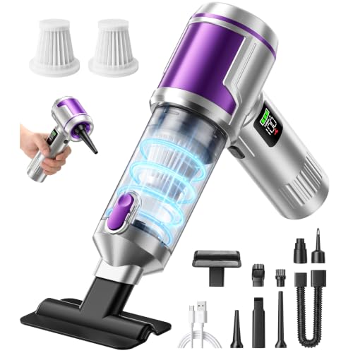 Silver Cordless Handheld Car Vacuum - 4-in-1 Portable Mini Cleaner with 22 kPa Suction