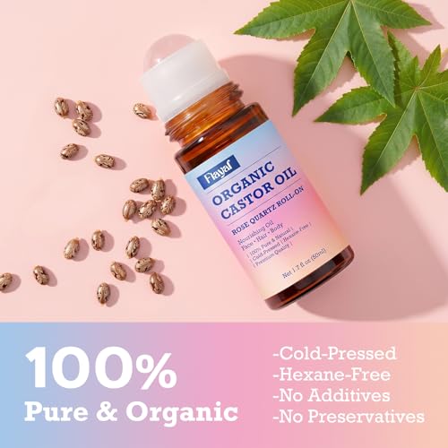 Organic Castor Oil with Rose Quartz Roller Ball - 2 Pack, 1.7 fl oz Each