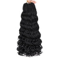 Pre Looped Ocean Wave Crochet Hair - 18 Inch Long Curly Synthetic Boho Style - 8 Packs Black - Variation #1B