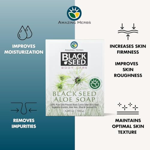 Aloe Vera Black Seed Bar Soap - 100% Pure Herbal Facial & Body Cleanser - 4.25 Oz