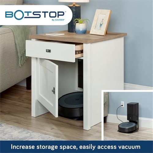 Sauder Homeplus Robot Vacuum Storage Side Table - Low Profile, Soft White