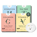 Rael Face Mask Skin Care, Bamboo Facial Mask Sheet Set - Variety Pack, Korean Skincare, All Skin Types, Gift Set (5 Hydration, 5 Vitamin C, 5 Collagen, 5 Tea Tree, 20 Sheets)