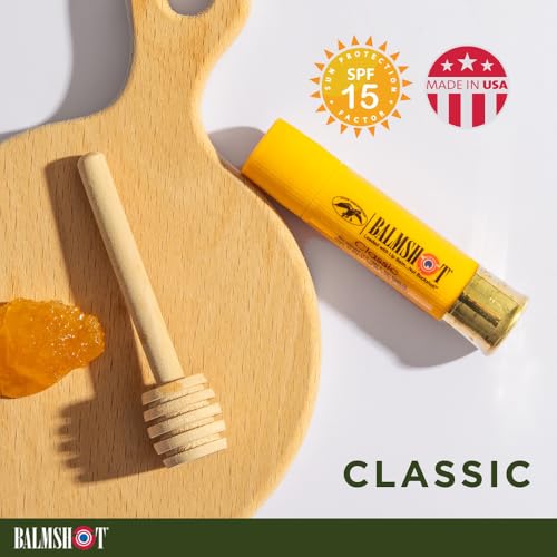 Lip Balm 4-Pack SPF 15 Beeswax with Aloe & Vitamin E - USA Made, Rugged Brass Tube