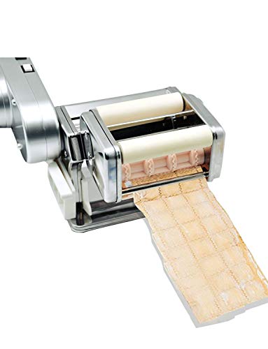 Electric Pasta Maker Machine with Motor & Hand Crank, Ravioli Roller, Adjustable Thickness