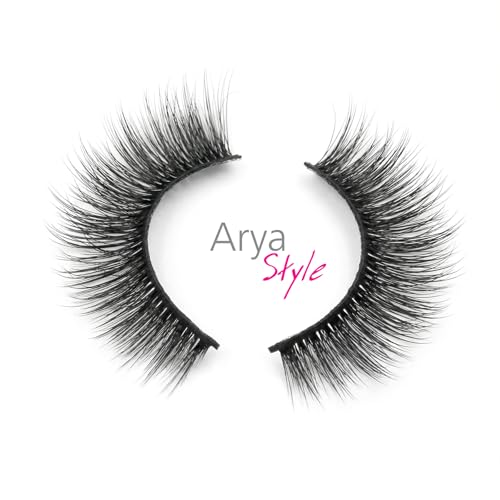 Eliace False Eyelashes Natural look Cat Eye Lashes Wispy Strips,15 Pairs 3D Mink Lashes Fake Eyelashes Volume Fluffy Thin Soft Band Comfortable Long Thick Dramatic Cross Eyelash Reusable, Arya Style