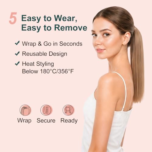 Easyouth Blonde Ponytail Extension 12 Inch Human Hair Golden Highlighted - Variation #16P24