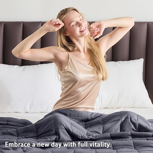 Yescool Weighted Blanket for Adults Queen Size 25lbs Grey 60x80 - Sleep & Relax