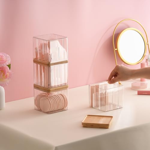 Makeup Brush Holder Comb with Cover Makeup Containers Organizers Set Makeup Holder Box Cosmetic Case With Lid Waterproof Dustproof Beauty Skincare Organizer Bathroom Vanity Countertop,Gift,Clear£¬3PCS