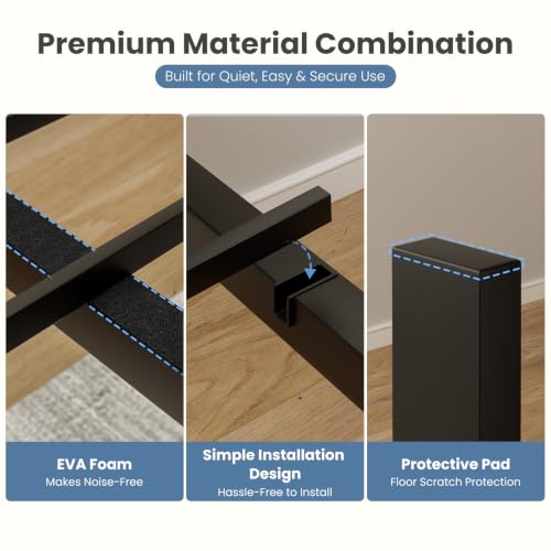 Queen Bed Frame with Wood Headboard - Black, 14 Inch Under-Bed Storage, Heavy-Duty Support - Variation: Black / Queen