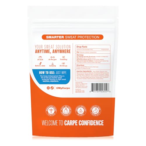 Carpe Antiperspirant Wipes Pack of 2 - 15 Count Each, On-The-Go Sweat & Odor Relief