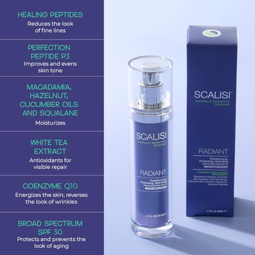 SCALISI RADIANT SPF 30 Moisturizer ? Lightweight Daily Face Sunscreen with Anti-Aging Benefits ? Clinically Proven to Reduce Fine Lines ? No White Cast ? All Skin Types