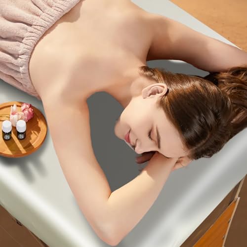 Leather Cover for Massage Table Wipeable Massage Bed Protector Cover Made of 4-Ways Elastic 100% PU Waterproof Material, Machine Washable, Fit Rectangular Tables 28-32" Wide (White, 1Pcs)