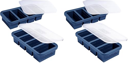 Blueberry 4-Pack Silicone Freezer Molds with Lids - Soup, Broth, Rice Portions