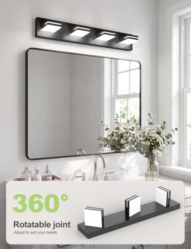 Black LED Vanity Light 4-Light 30 Inch Dimmable & Rotatable 5CCT