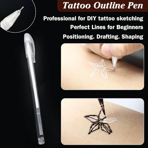 Brown Temporary Tattoo Kit,Temporary Tattoos Stencils Kit (3pcs Brown tattoo cones 6 Reusable Templates 1Pcs Tattoo Outline Pen)£¬ Waterproof,DIY Body Art for Women Men
