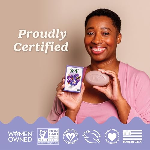 Vegan Coconut & Shea Butter Triple Milled Bar Soap - Fresh Violet Scent, 6 oz, Pack of 6