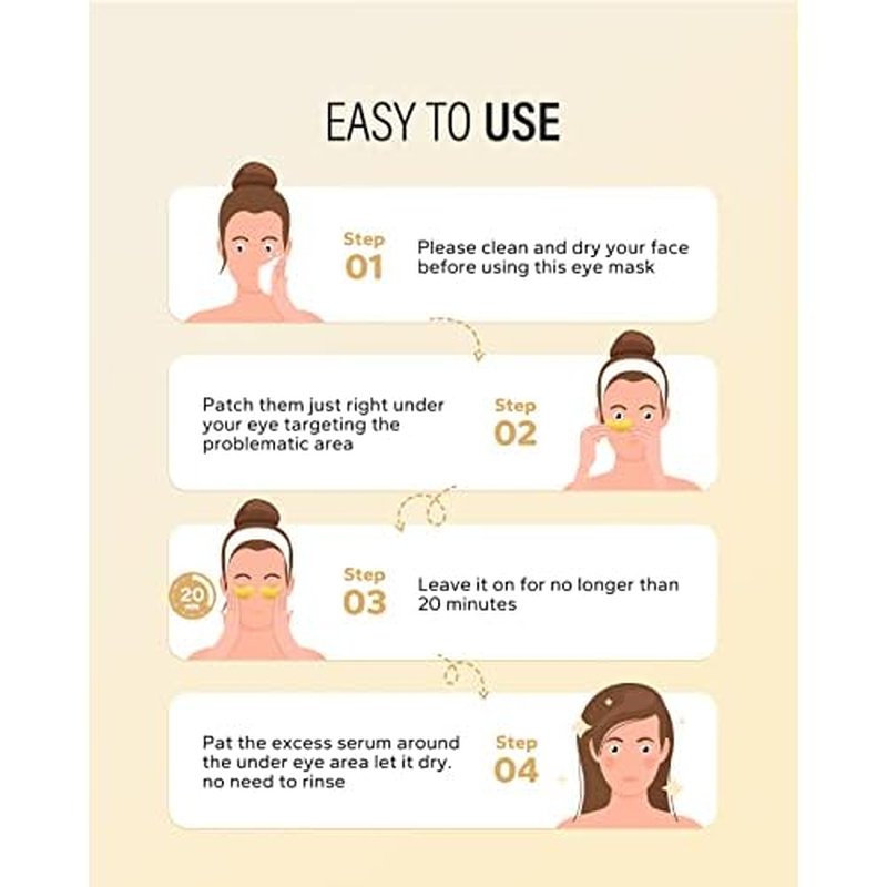 24k Gold Under Eye Patches (8 Pairs), eye mask, Collagen Skin Care Products, Eye Patches for Puffy Eyes, eye masks for dark circles and puffiness