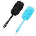 Back Scrubber Brush Long Handle for Shower, Loofah On a Stick Sponge Back Brush, Body Exfoliator Scrubber Bath Brush for Men Women, Exfoliating Cleaning Back Scrubber (2 Pack-Black+Blue)
