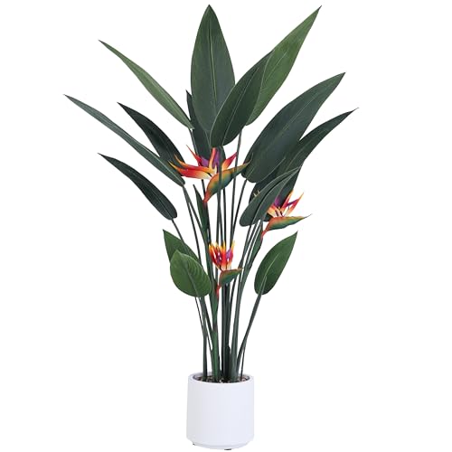 Artificial Bird of Paradise Plant 48in Green Faux Tree for Indoor & Outdoor Decor - 4Ft
