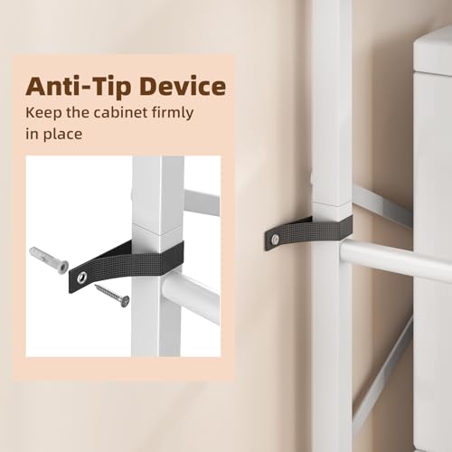 Over The Toilet Storage Cabinet with Fluted Wave Doors - Pure White