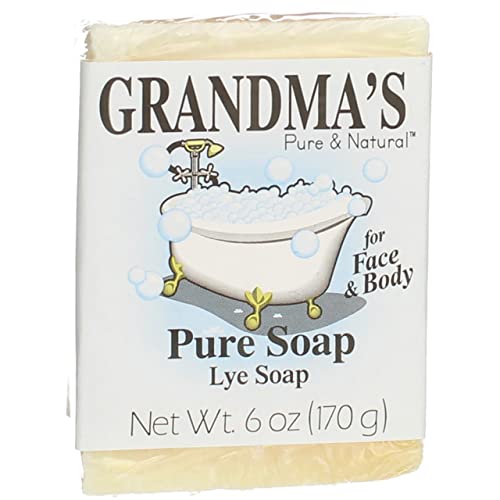 Pure Lye Soap Bar - Unscented Face & Body Wash, 6 oz, Pack of 6