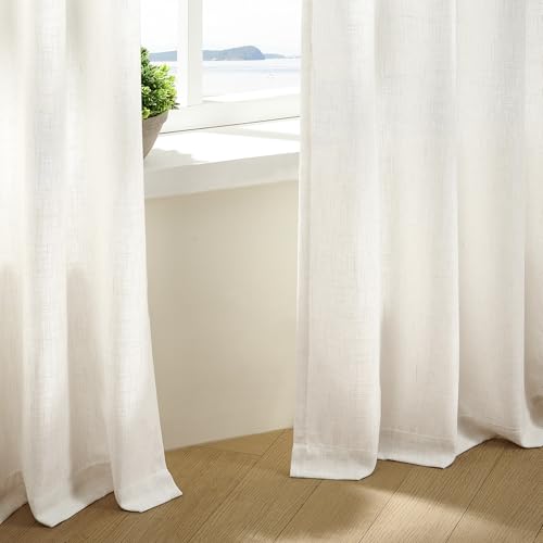 Natural Linen Pinch Pleated Curtains Set - 40W x 112L Inches, Pack of 2