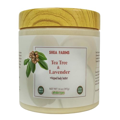 Natural Shea Body Butter with Tea Tree & Lavender - Deep Moisturizer 14 oz